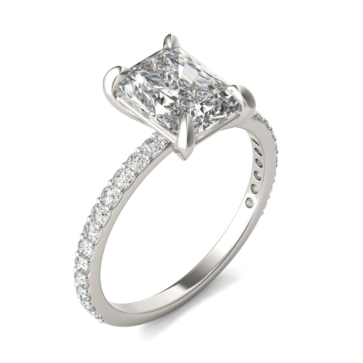 Forever Bright 3.12 CTW Moissanite Radiant Engagement Ring 10K White Gold
