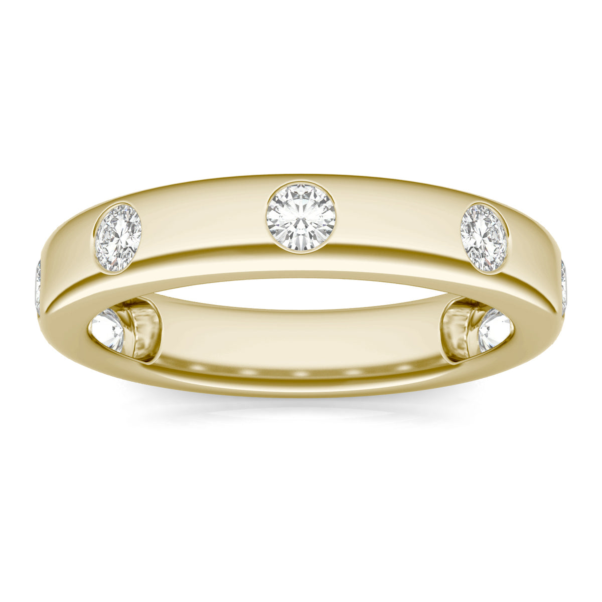 0.56 CTW DEW Round Moissanite Seven-Stone Band in 14K Yellow Gold