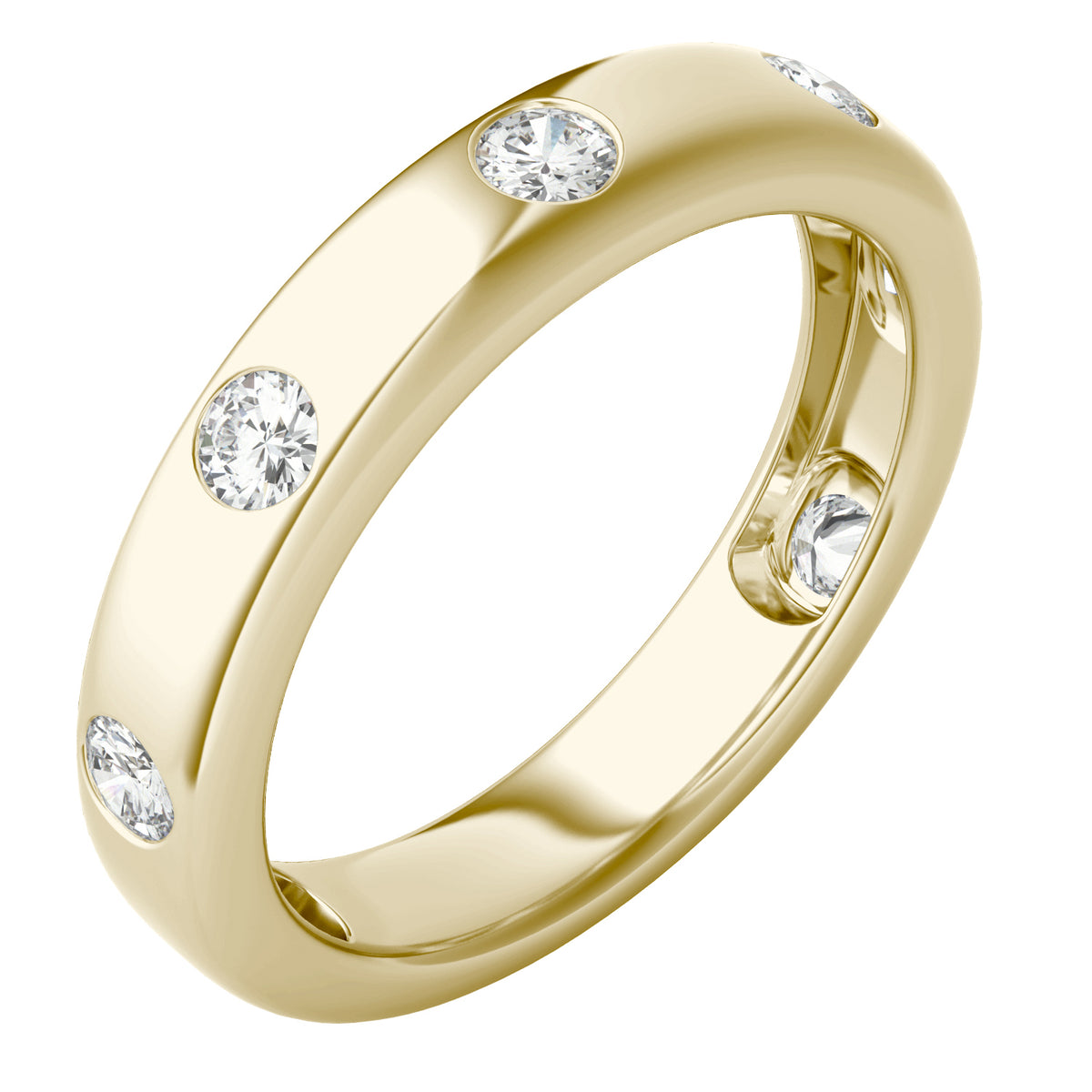 0.56 CTW DEW Round Moissanite Seven-Stone Band in 14K Yellow Gold