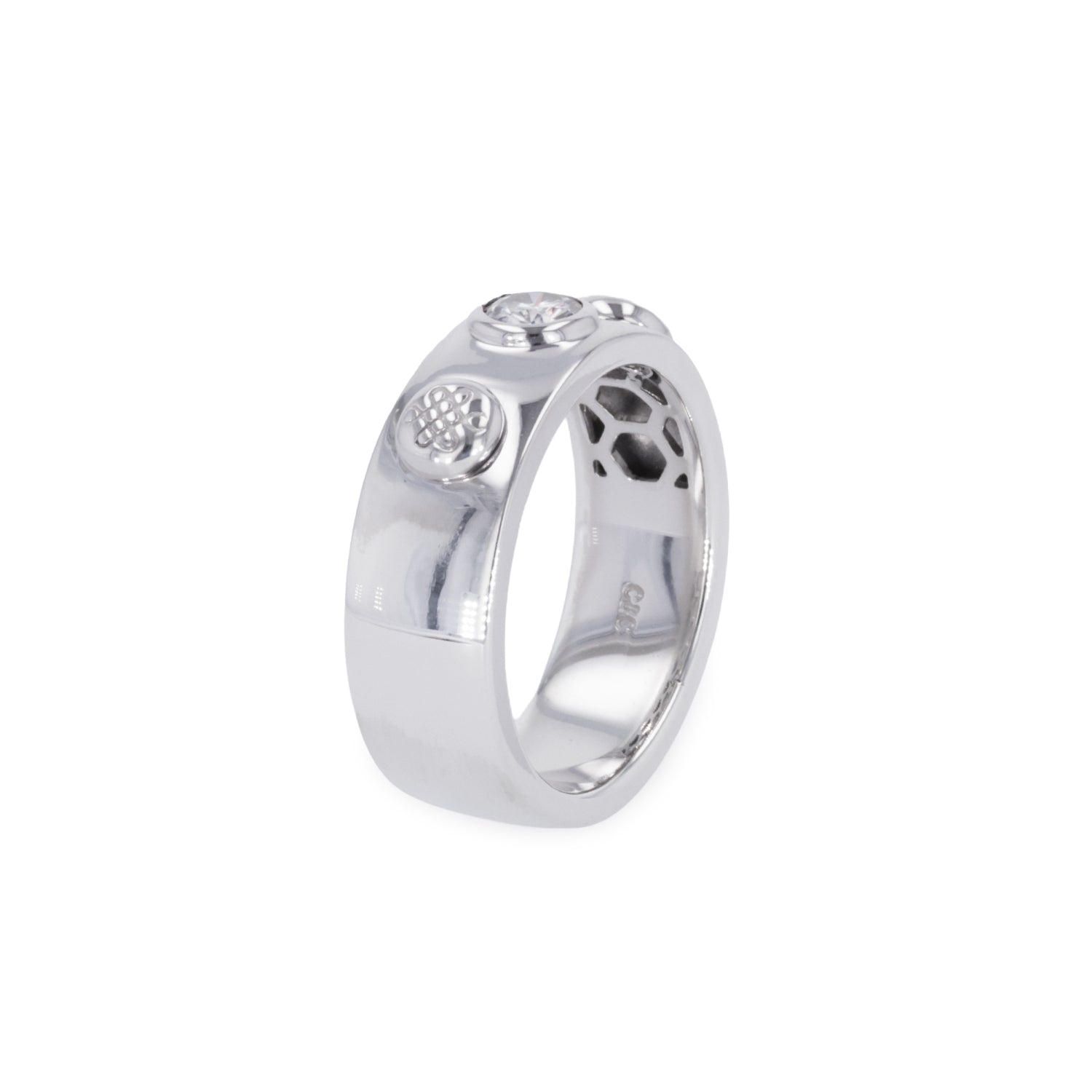 0.23 CTW DEW Round Moissanite Band in Sterling Silver