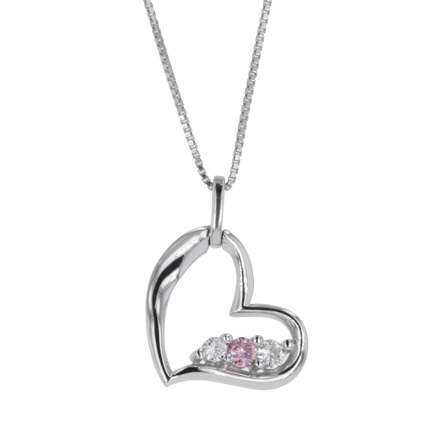 0.26 CTW DEW Pink Moissanite Heart Pendant in Sterling Silver