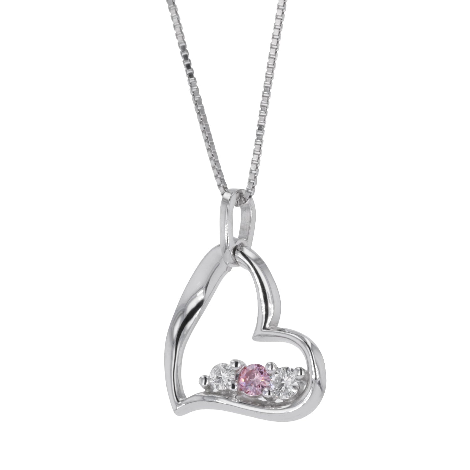 0.26 CTW DEW Pink Moissanite Heart Pendant in Sterling Silver