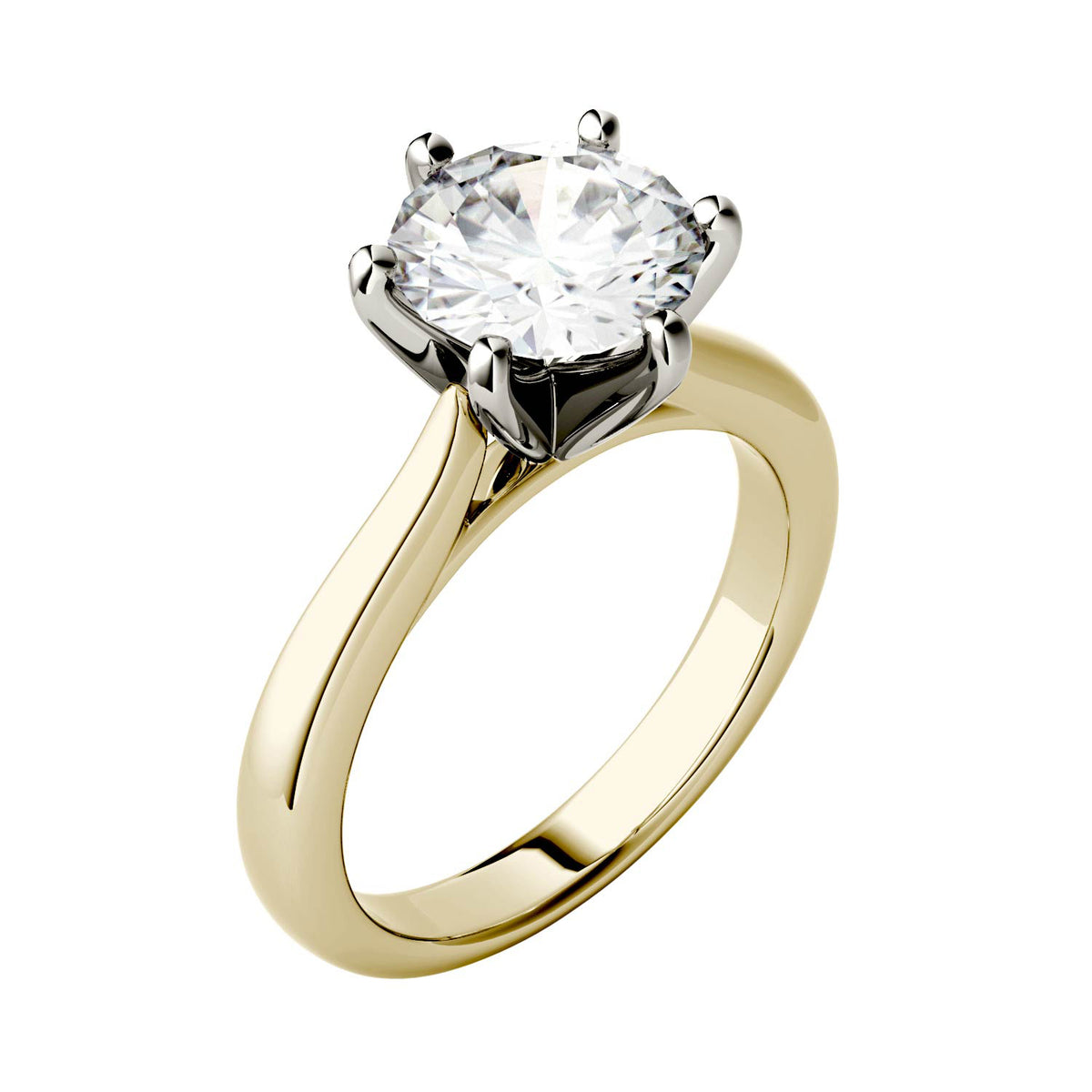 1.90 CTW DEW Round Moissanite Engagement Ring in 14K Two-Toned Gold