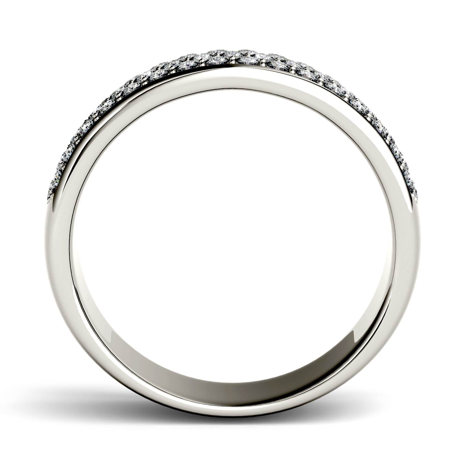 0.64 CTW DEW Round Moissanite Three-Row Band in 14K White Gold