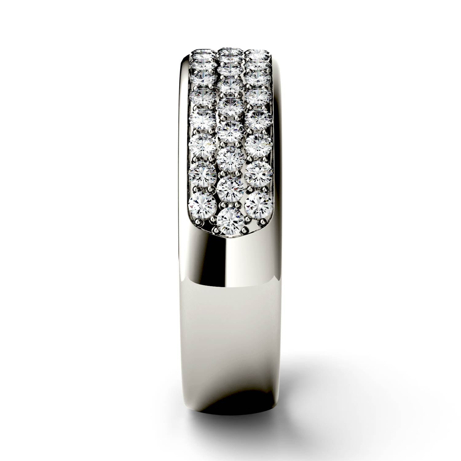 0.64 CTW DEW Round Moissanite Three-Row Band in 14K White Gold