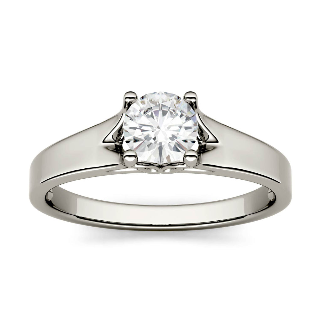 0.50 CTW DEW Round Trellis Solitaire Engagement Ring 14K White Gold