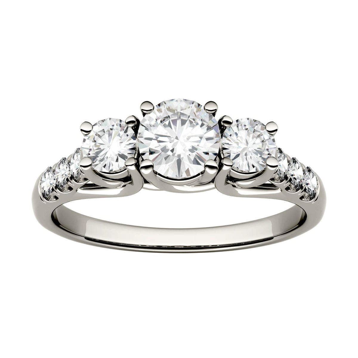 1.17 CTW DEW Round Moissanite Engagement Ring in 14K White Gold