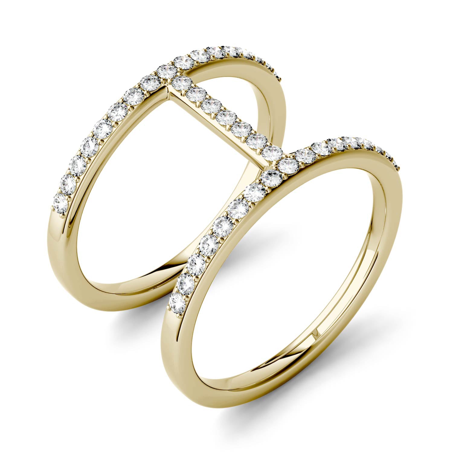 0.41 CTW DEW Moissanite Geometric Fashion Ring in 14K Yellow Gold