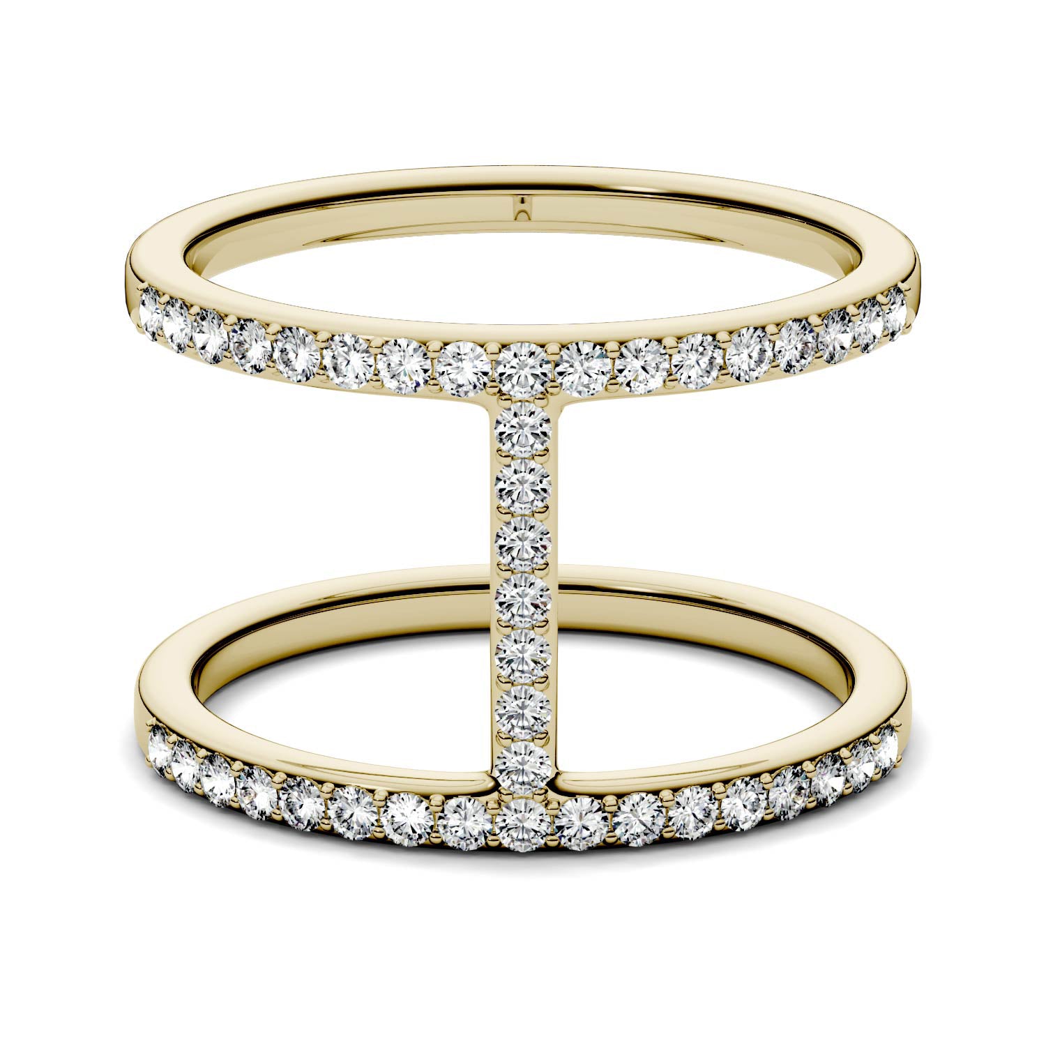 0.41 CTW DEW Moissanite Geometric Fashion Ring in 14K Yellow Gold
