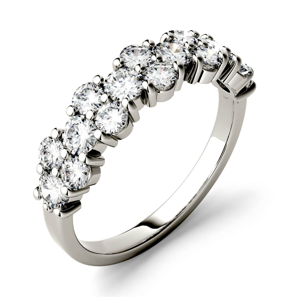 1.20 CTW DEW Round Moissanite Fashion Ring in 14K White Gold