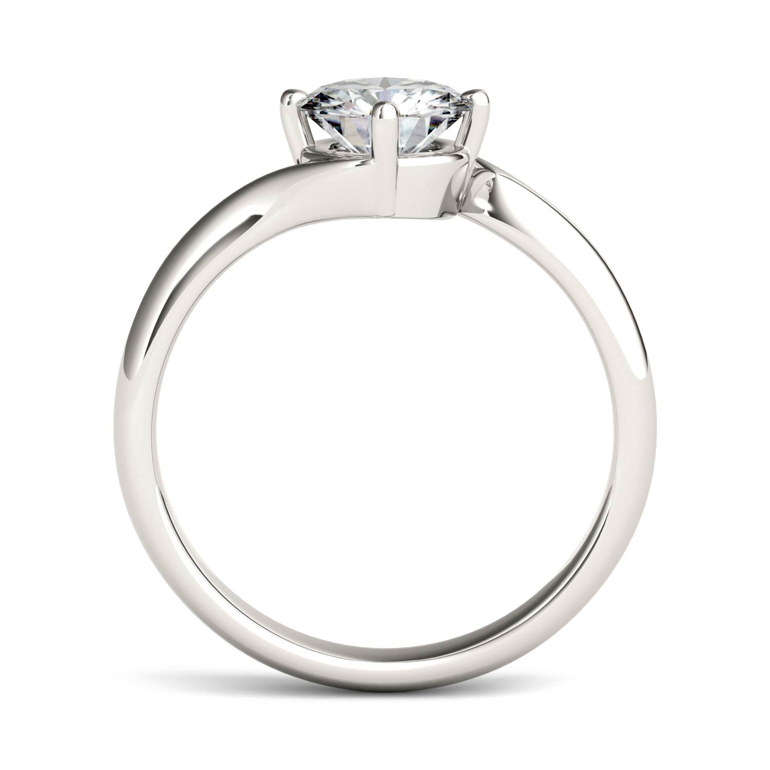 1.00 CTW DEW Round Moissanite Bypass Solitaire Engagement Ring in 14K White Gold