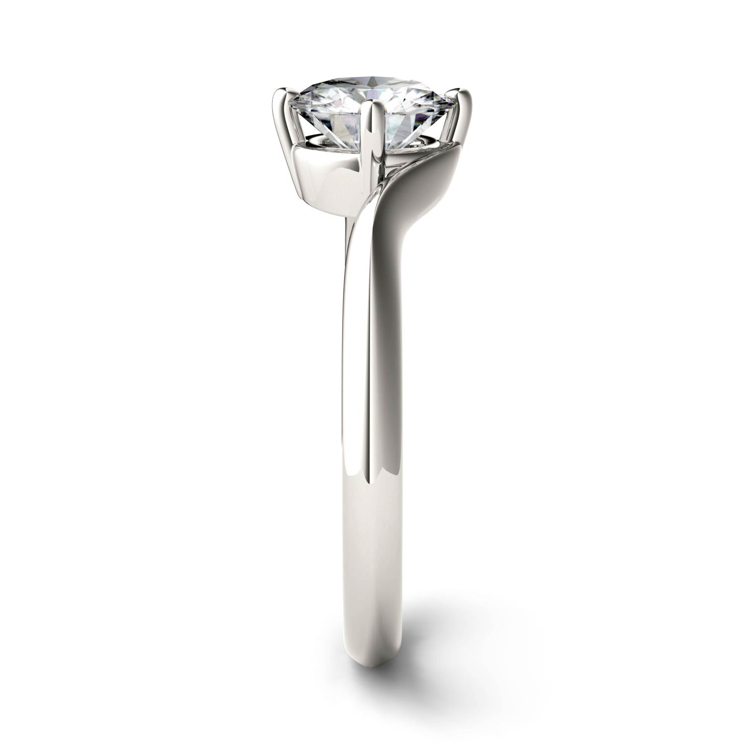 1.00 CTW DEW Round Moissanite Bypass Solitaire Engagement Ring in 14K White Gold