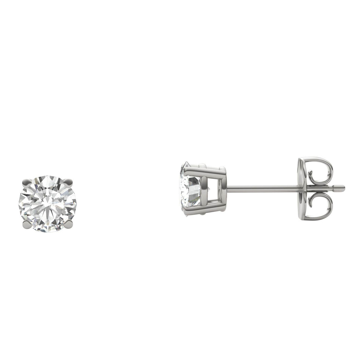1.00 CTW DEW Round Near-Colorless Moissanite Classic Stud Earrings in Sterling Silver
