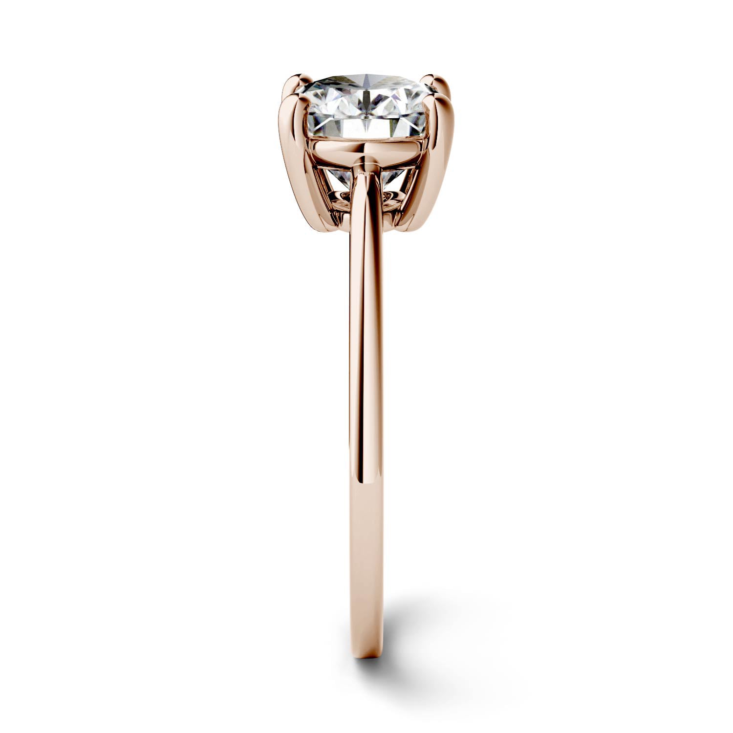 2.10 CTW DEW Oval Moissanite East-West Solitaire Engagement Ring in 14K Rose Gold