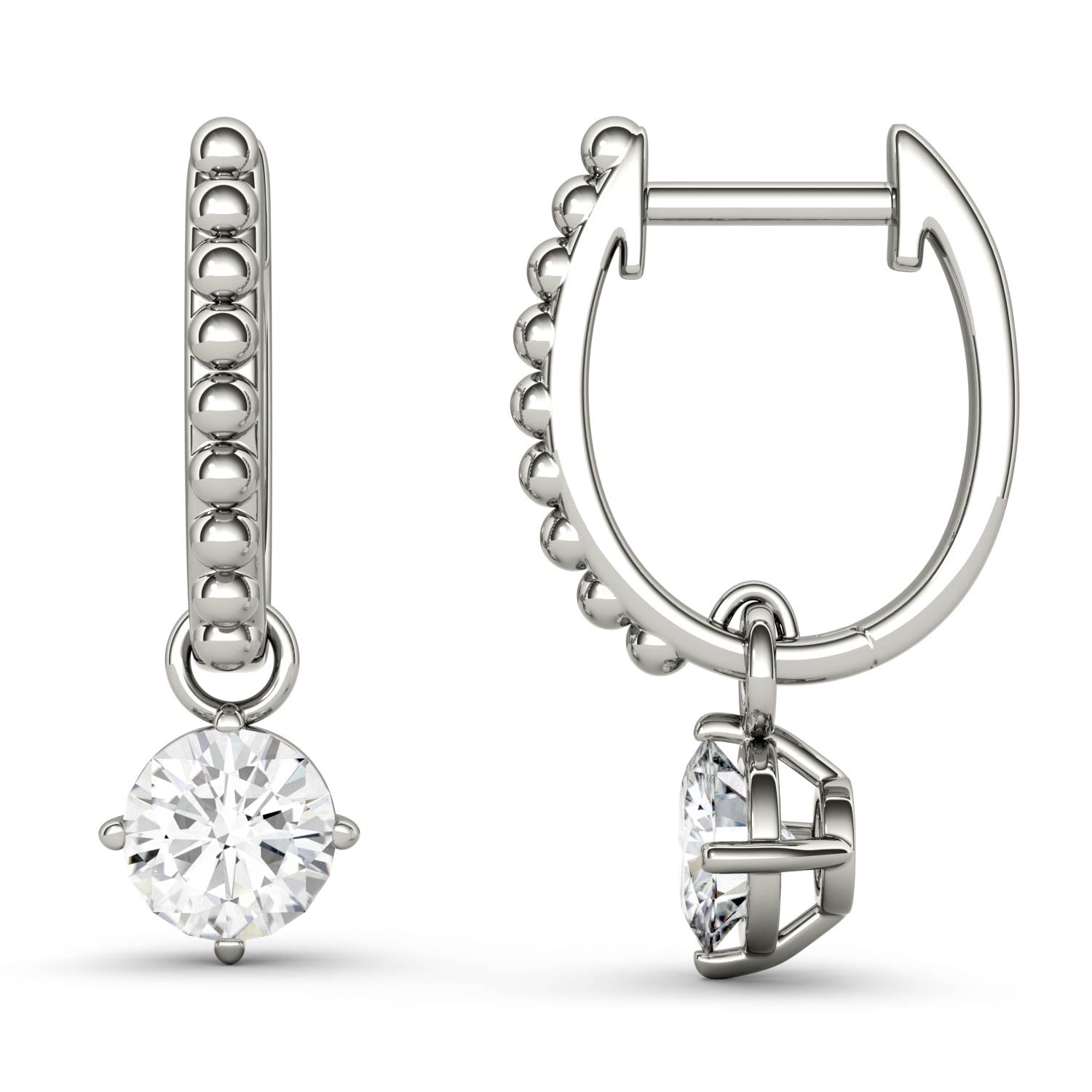1 CTW DEW Round Moissanite Leverback Earrings in 14K White Gold