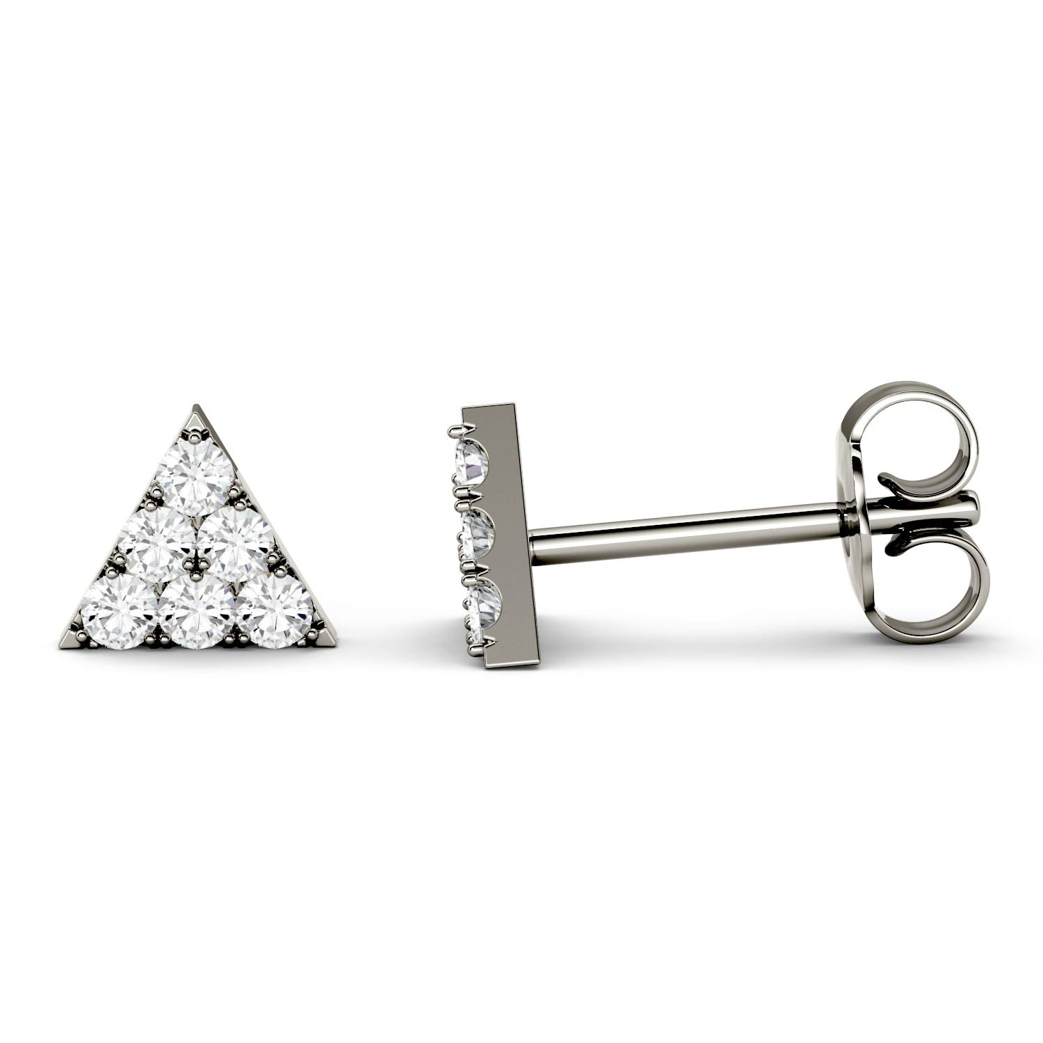 0.06 CTW DEW Pave Triangle Stud Earring in Sterling Silver