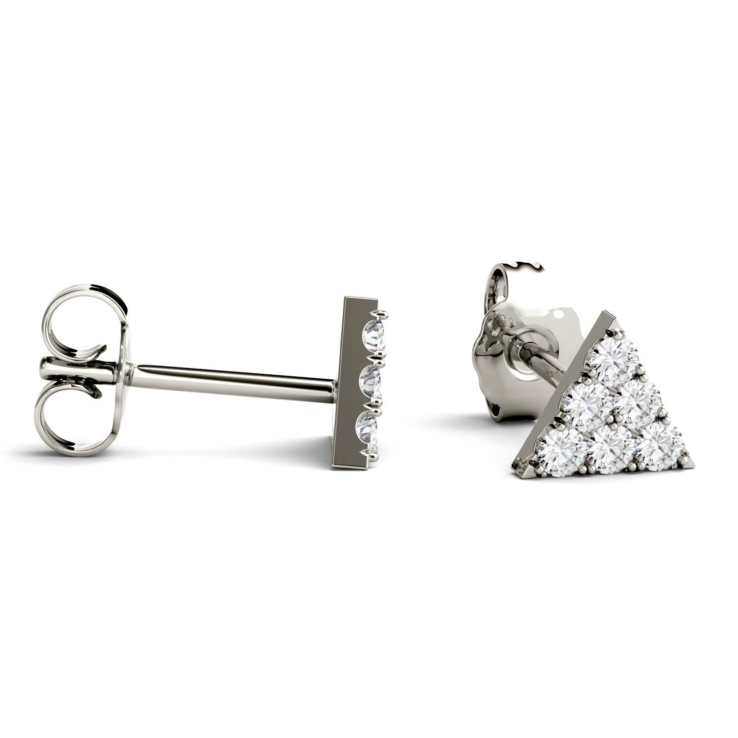 0.06 CTW DEW Pave Triangle Stud Earring in Sterling Silver