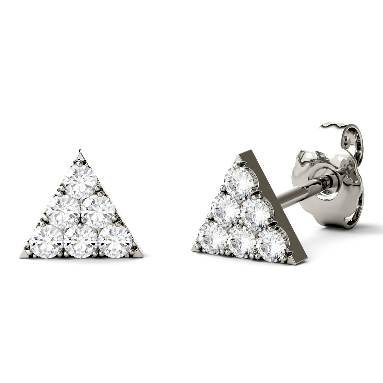 0.06 CTW DEW Pave Triangle Stud Earring in Sterling Silver