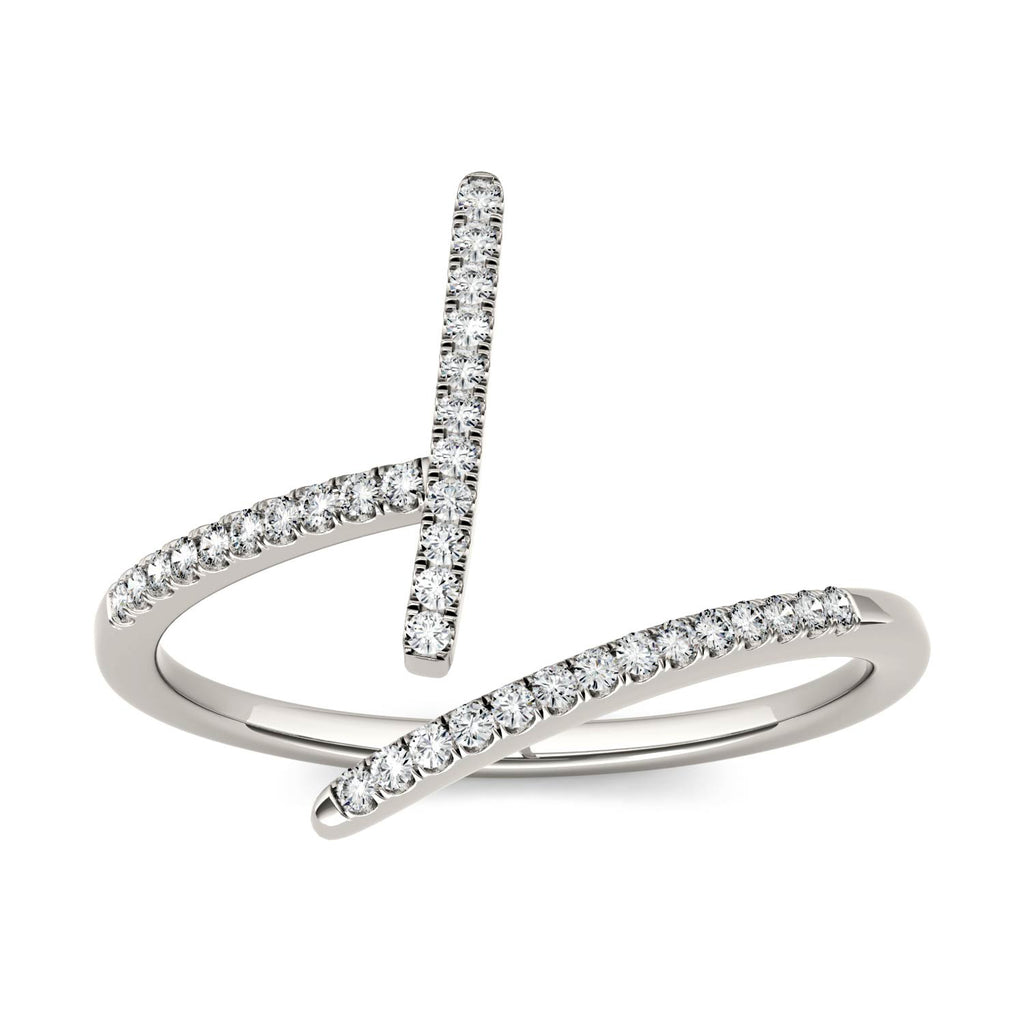 0.18 CTW DEW Open Nail Fashion Ring 14K White Gold