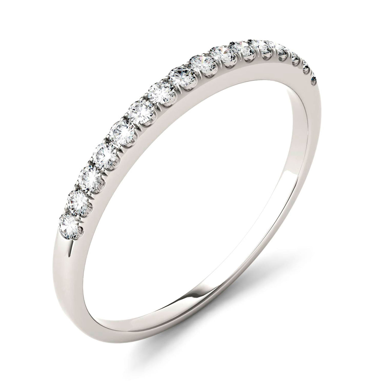 0.16 CTW DEW Round Moissanite Classic Band in 14K White Gold