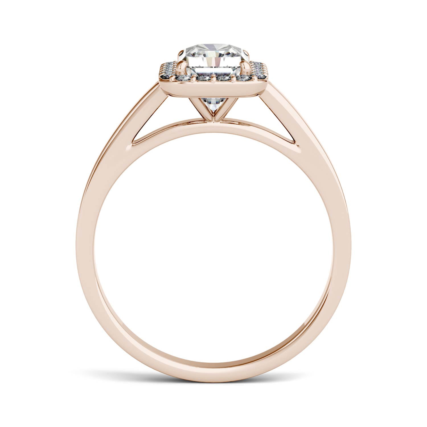 1.98 CTW DEW Radiant Moissanite Halo Engagement Ring in 14K Rose Gold