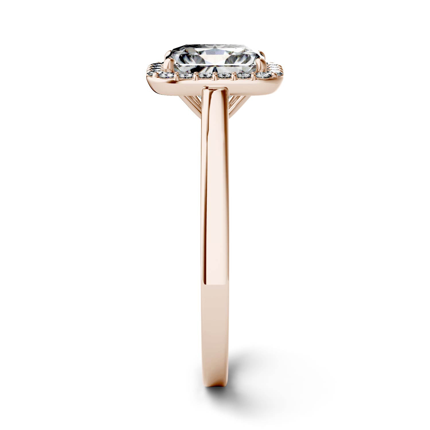 1.98 CTW DEW Radiant Moissanite Halo Engagement Ring in 14K Rose Gold