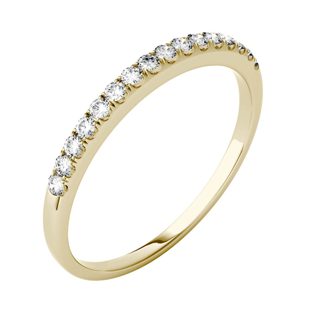 0.16 CTW DEW Round Moissanite Anniversary Ring in 14K Yellow Gold
