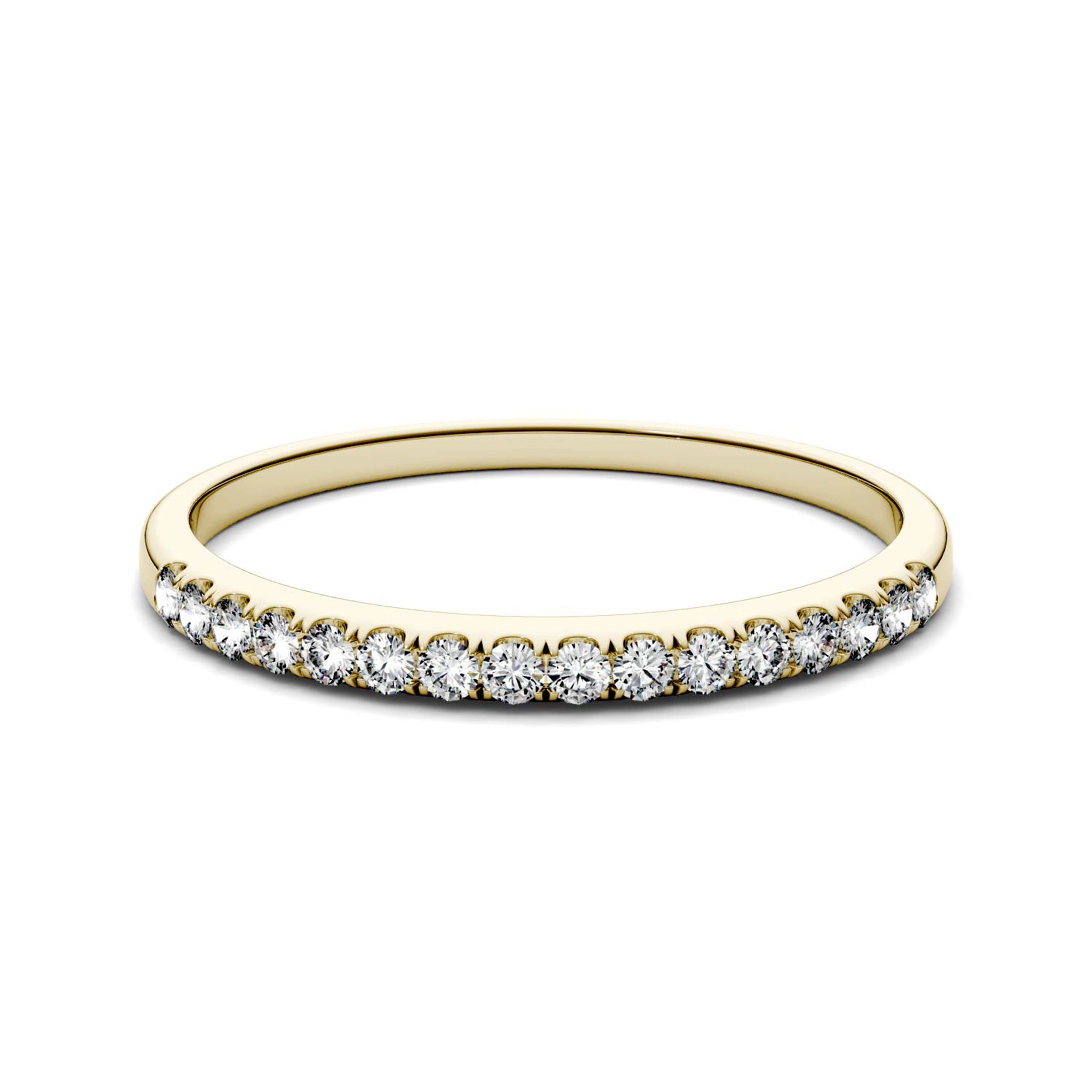 0.16 CTW DEW Round Moissanite Anniversary Ring in 14K Yellow Gold