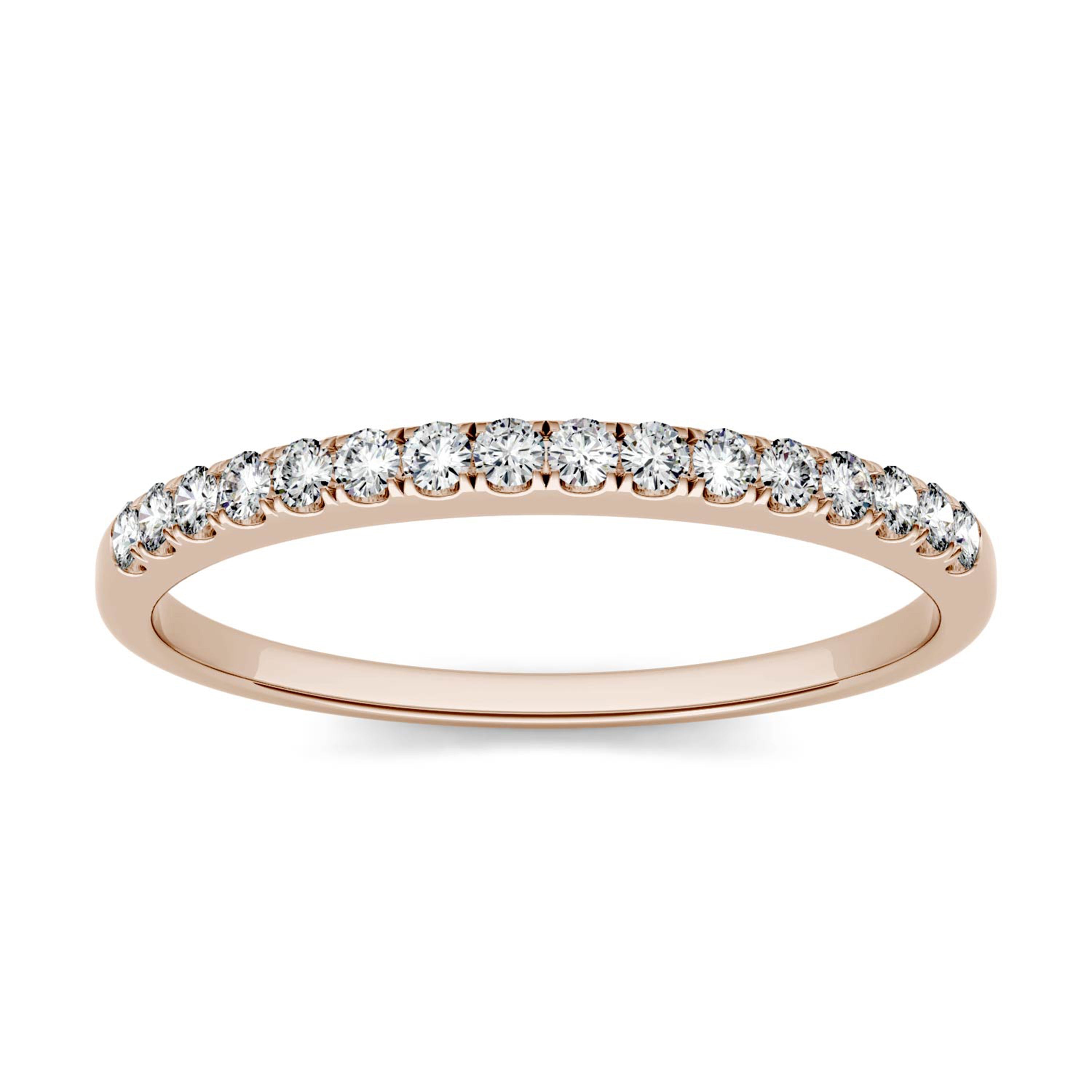 0.16 CTW DEW Round Moissanite Band in 14K Rose Gold