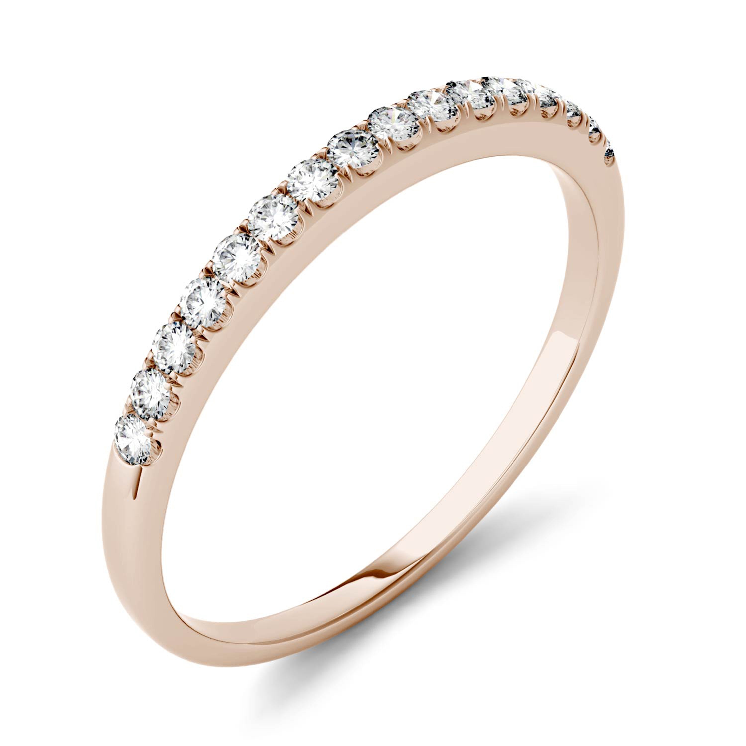 0.16 CTW DEW Round Moissanite Band in 14K Rose Gold