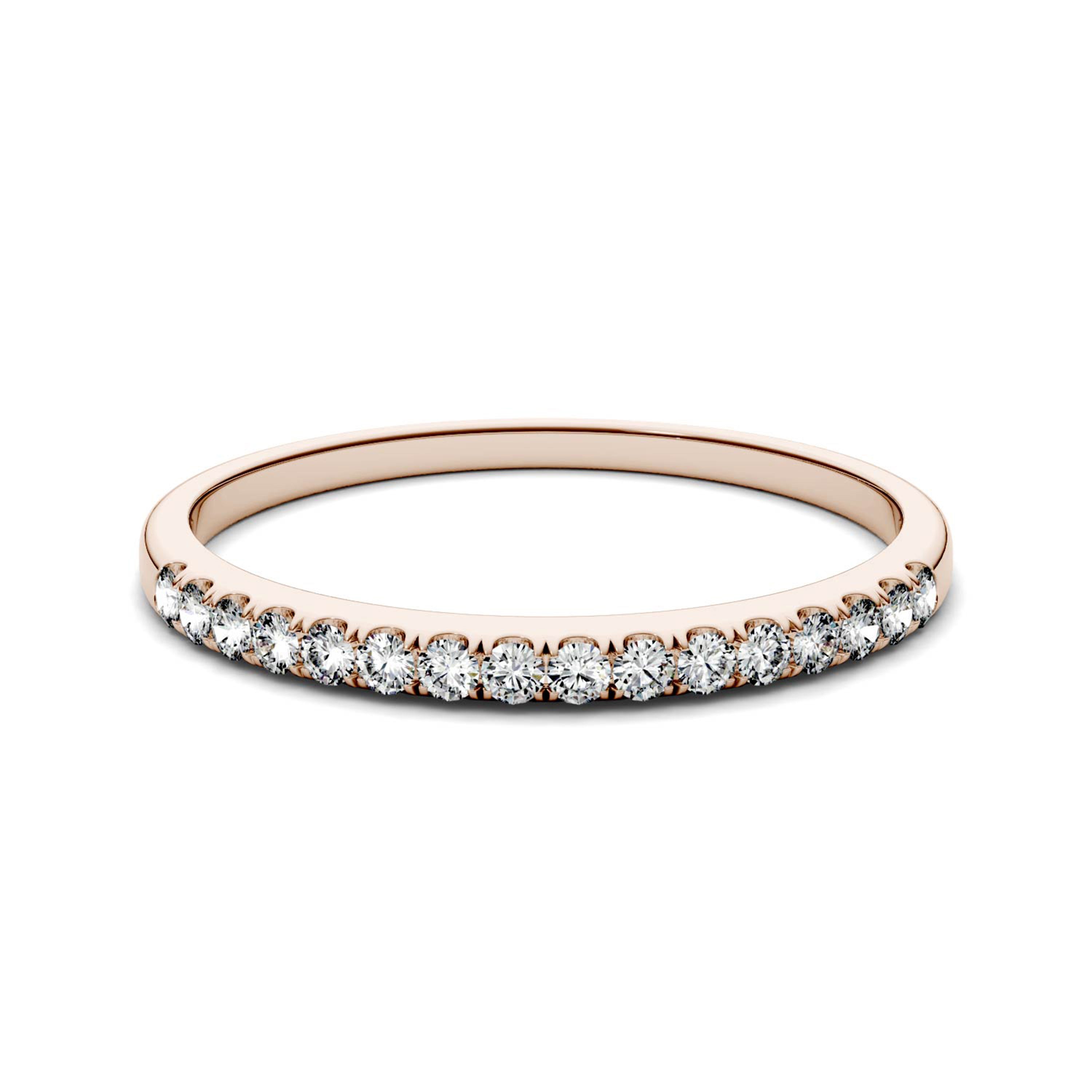 0.16 CTW DEW Round Moissanite Band in 14K Rose Gold