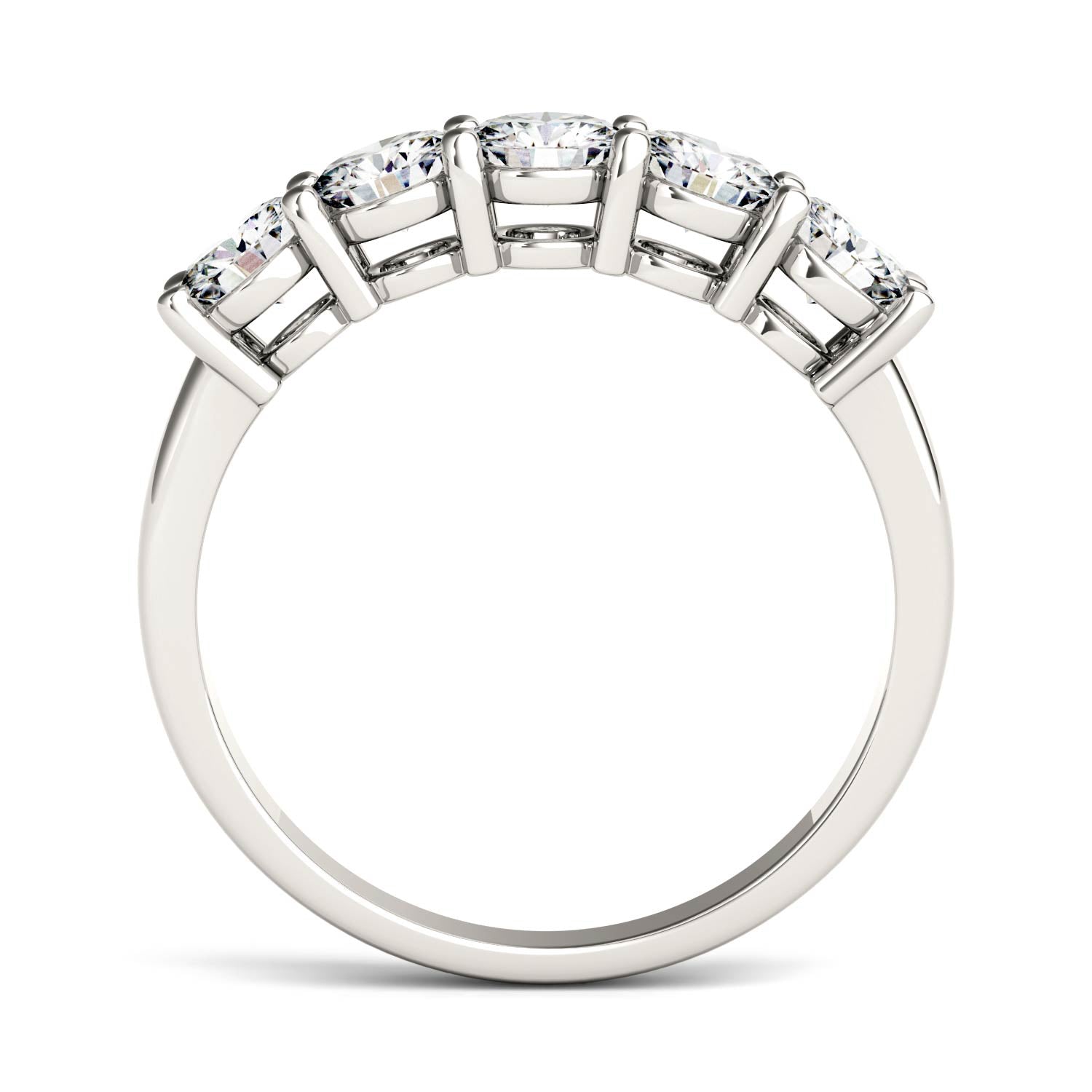 1.15 CTW DEW Round Moissanite Five-Stone Anniversary Band in 14K White Gold