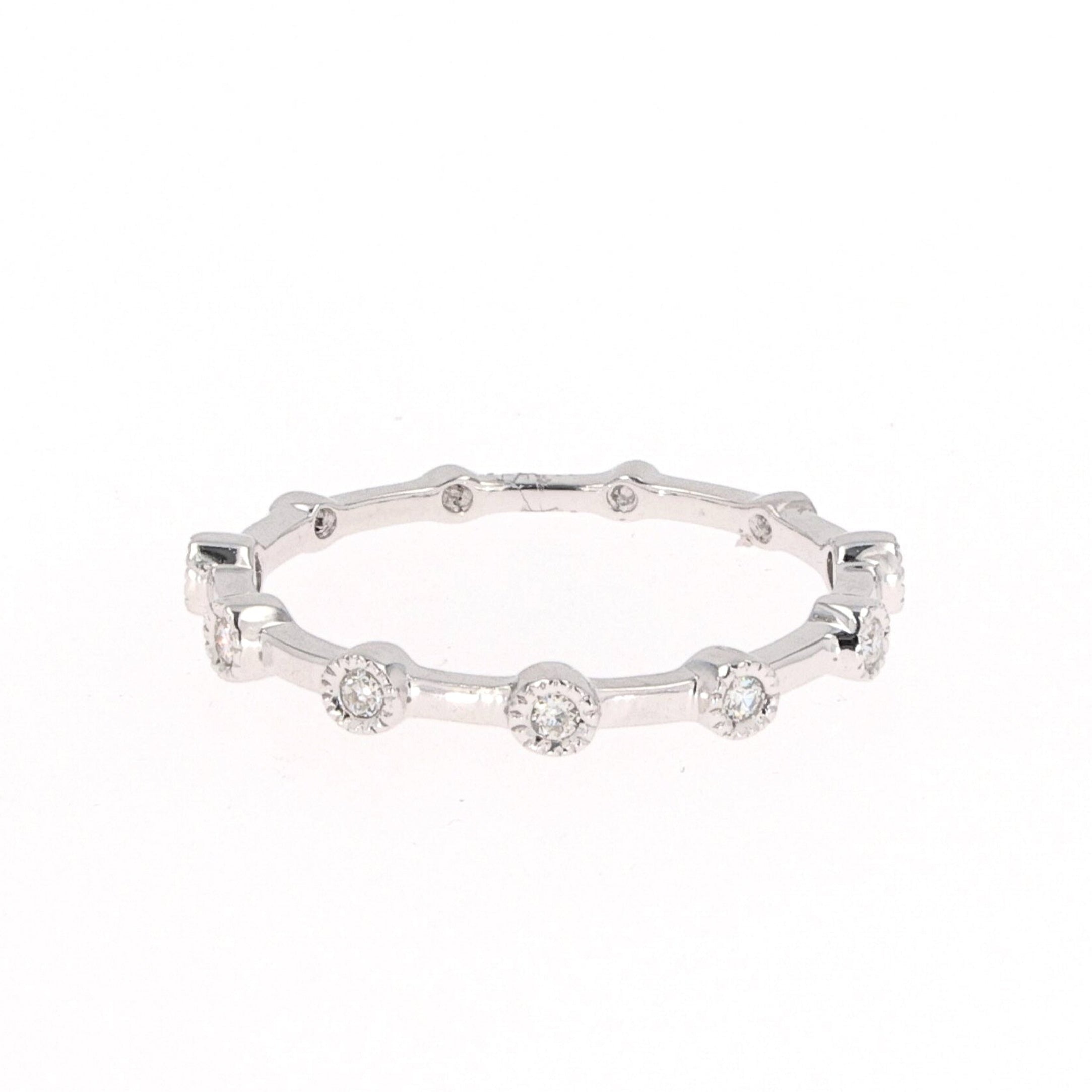 0.09 CTW DEW Round Moissanite Bezel Stackable Band in Sterling Silver