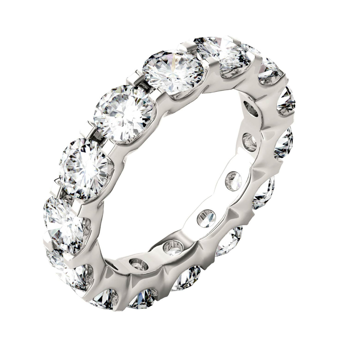 4.62 CTW DEW Round Moissanite Eternity Band in 14K White Gold