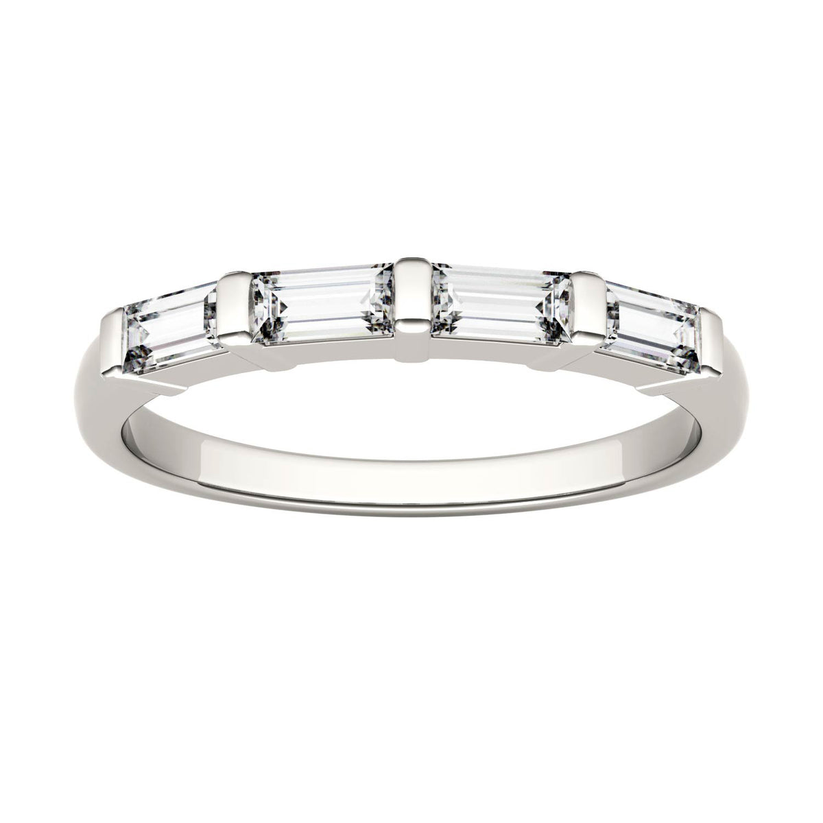 0.46 CTW DEW Straight Baguette Moissanite Stackable Ring in 14K White Gold