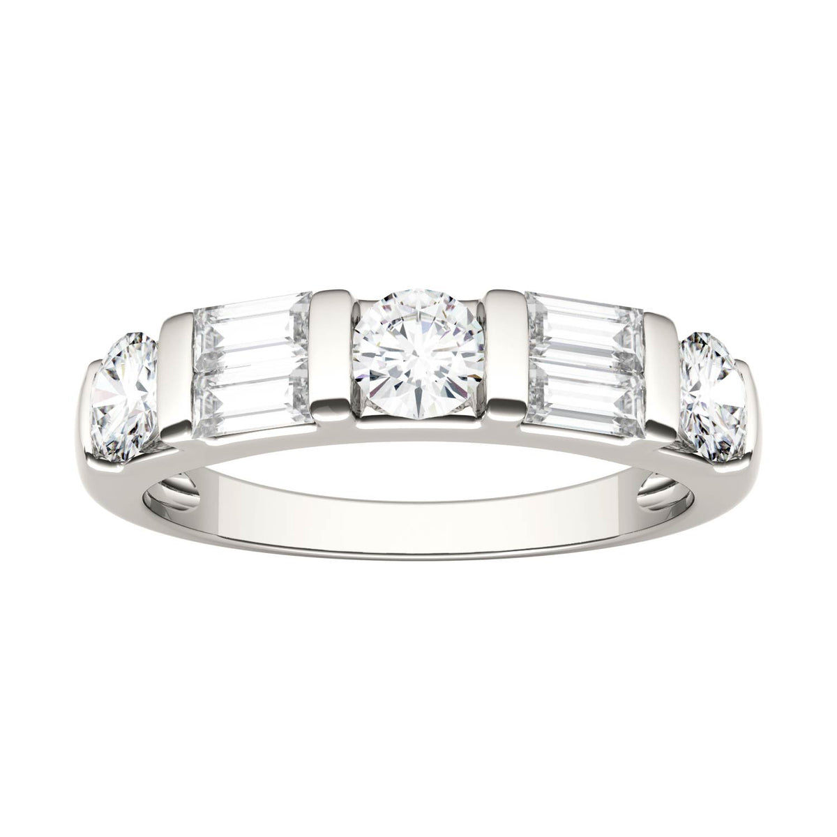 1.15 CTW DEW Straight Baguette Moissanite Double-Row Band in 14K White Gold