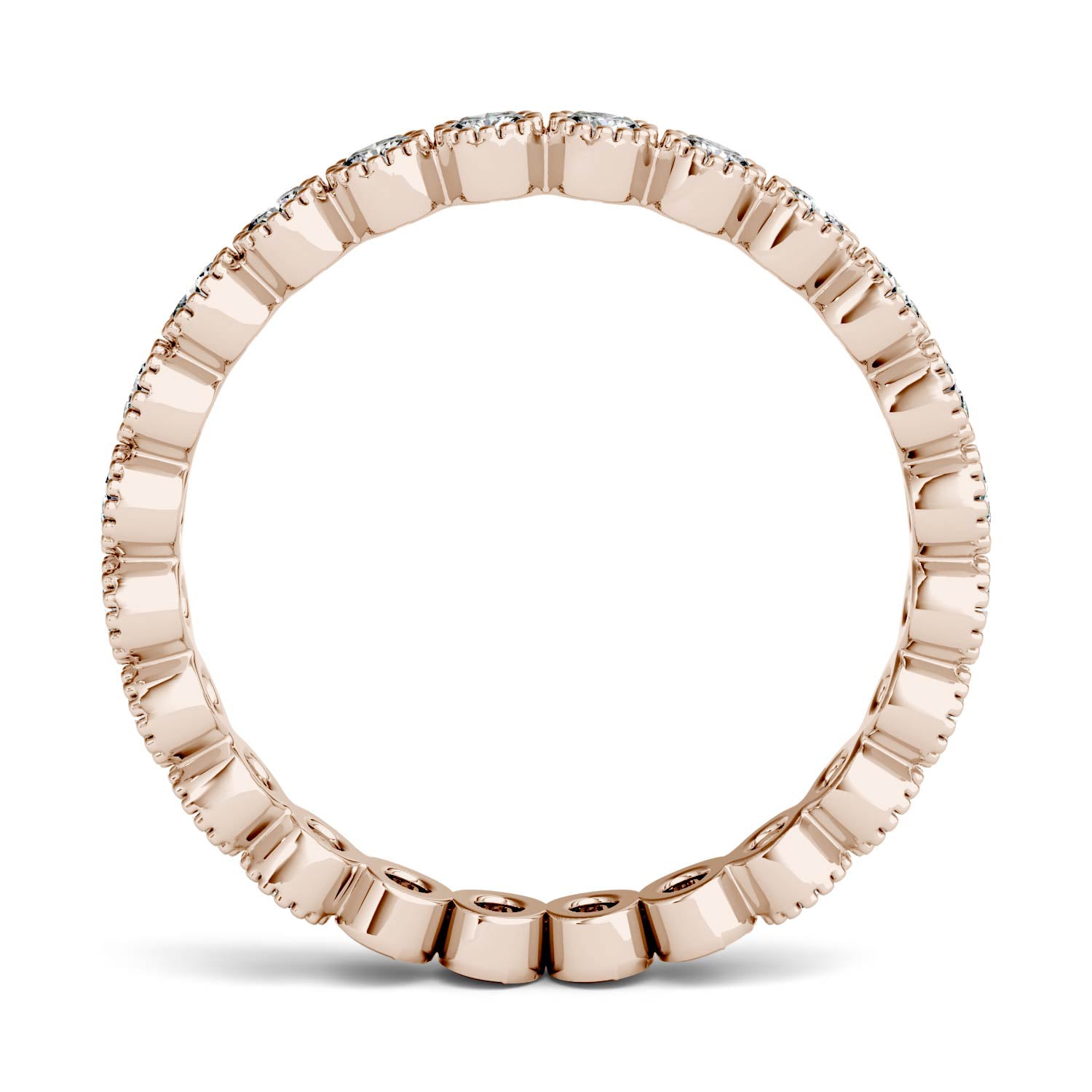 0.45 CTW DEW Moissanite Milgrain Stackable Band in 14K Rose Gold
