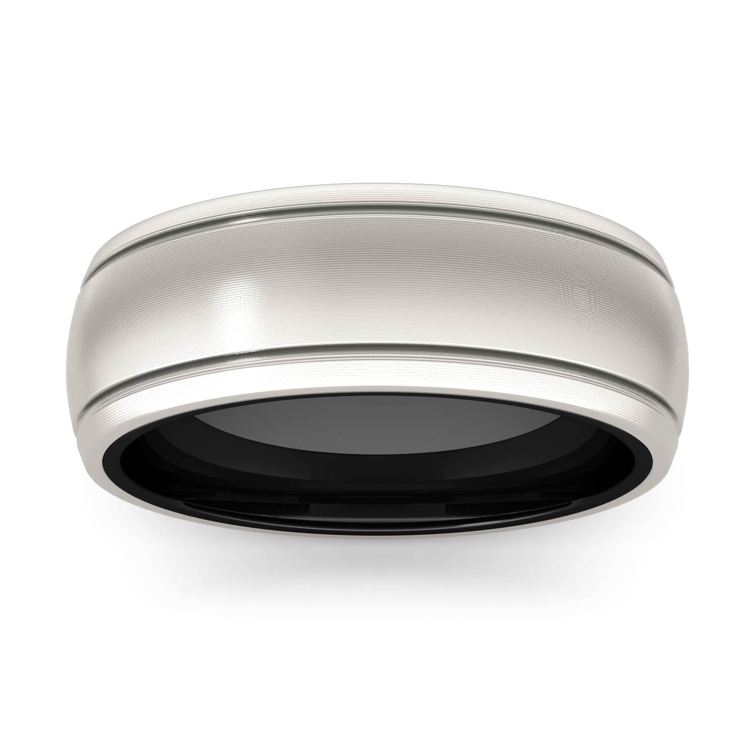 Dome Center with Step Edges 8.0mm Men's Wedding Band in Two-Tone Titanium