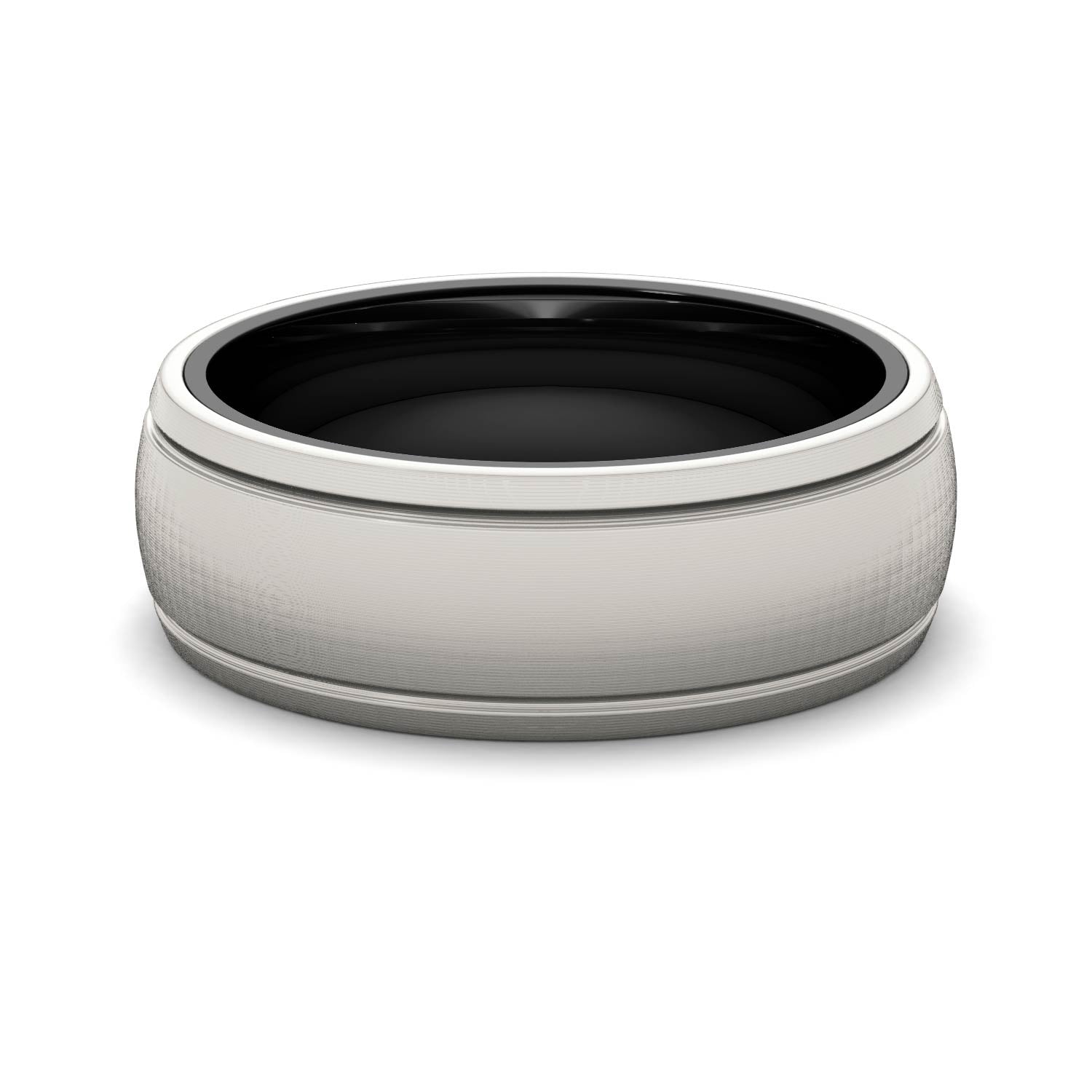 Dome Center with Step Edges 8.0mm Men's Wedding Band in Two-Tone Titanium