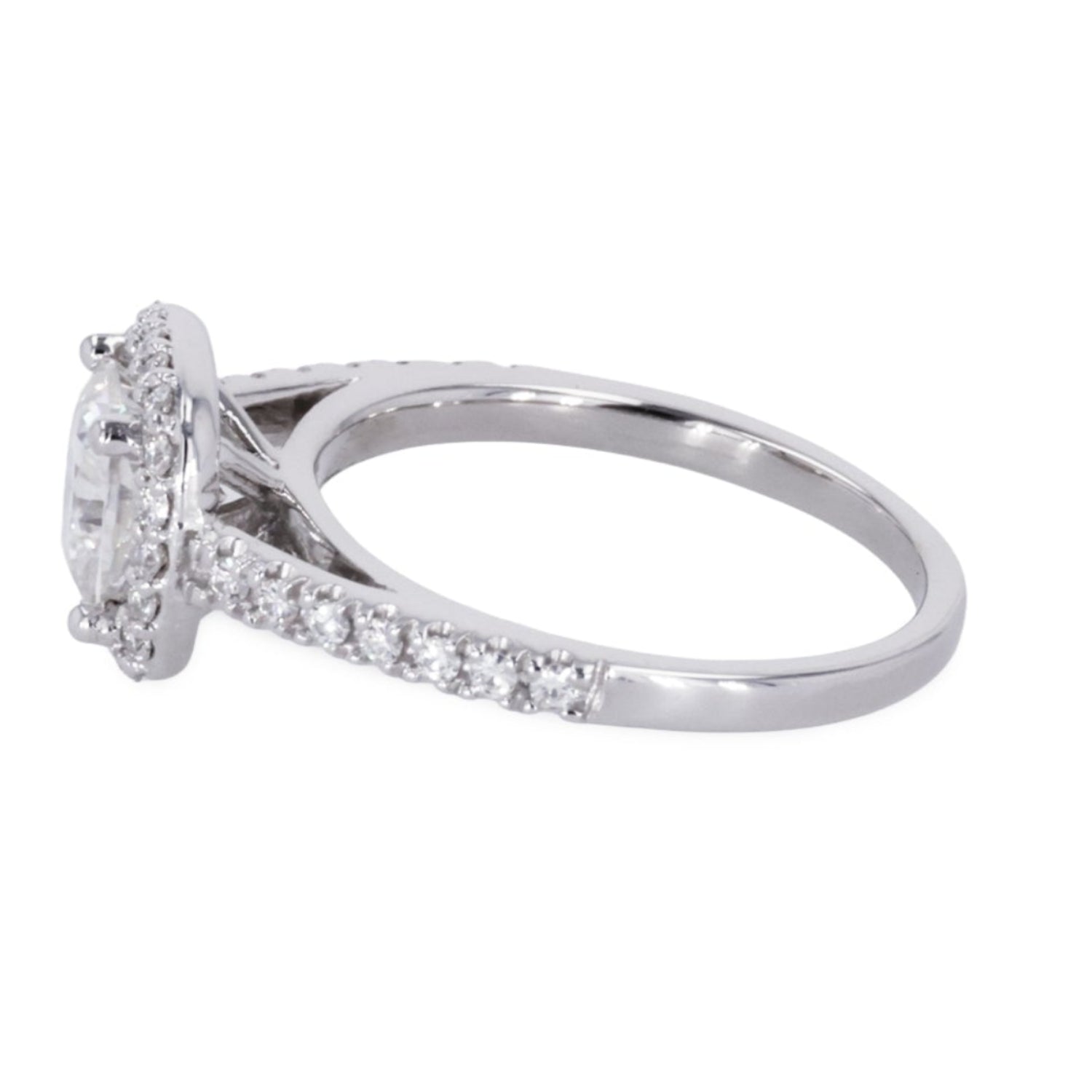 1.37 CTW DEW Cushion Moissanite Accented Halo Engagement Ring in 14K White Gold