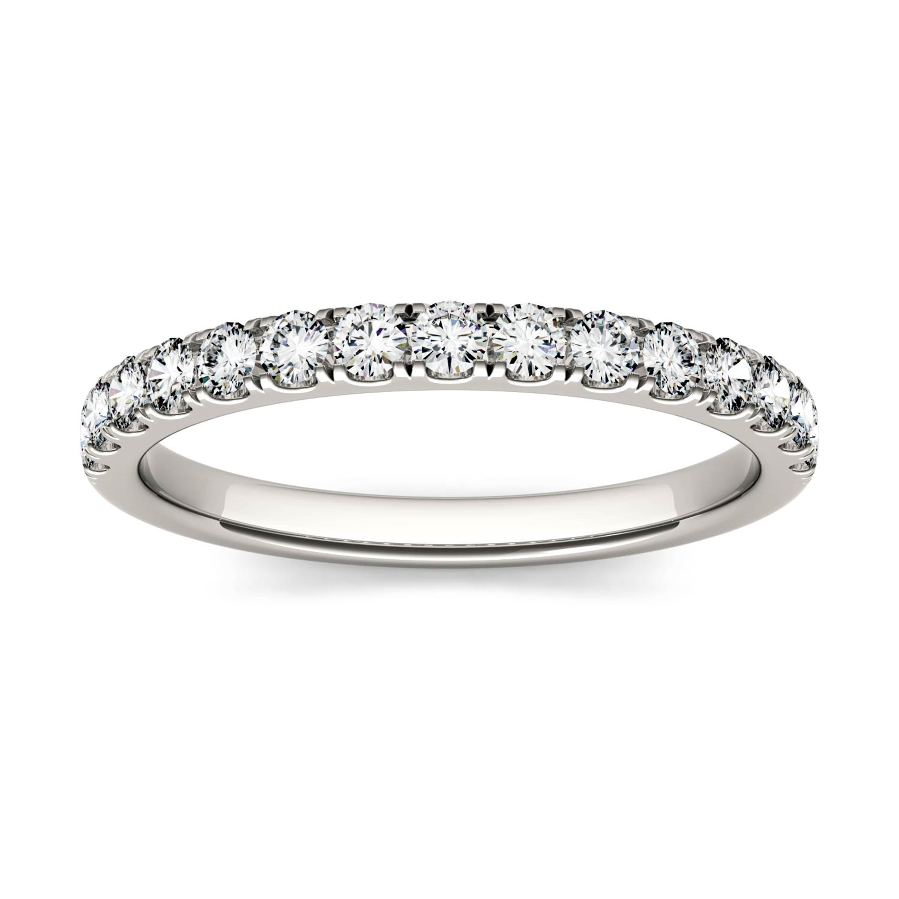 0.38 CTW DEW Round Moissanite Shared Prong Wedding Band in Platinum