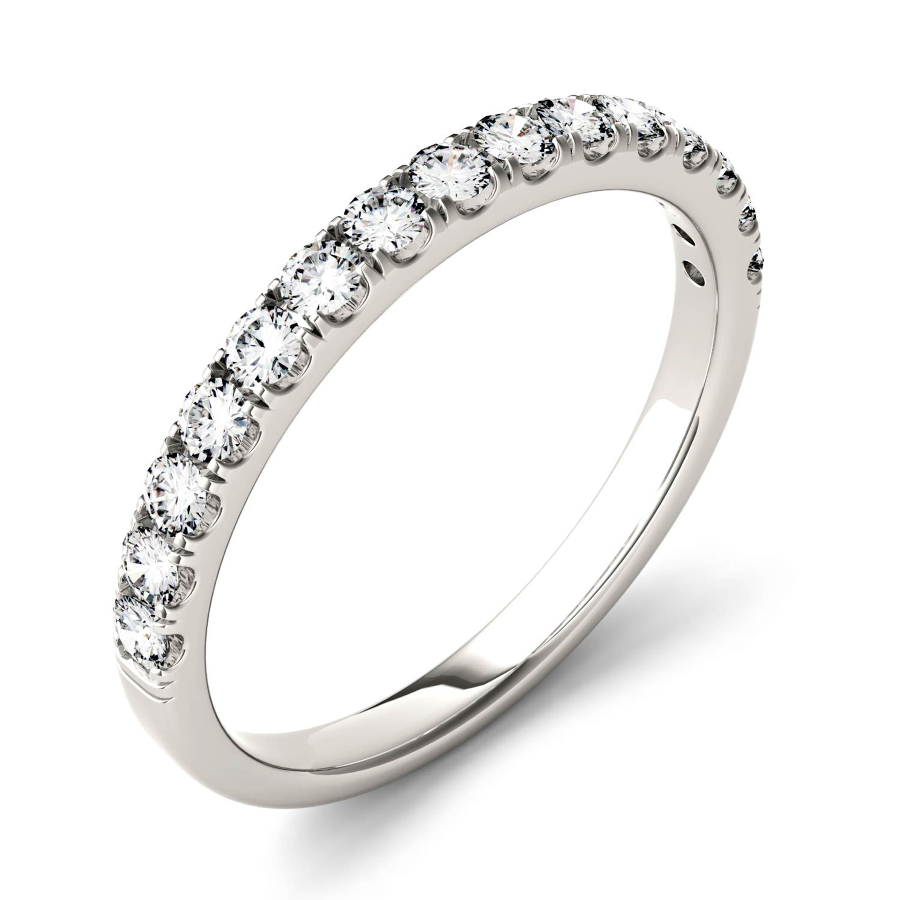 0.38 CTW DEW Round Moissanite Shared Prong Wedding Band in Platinum