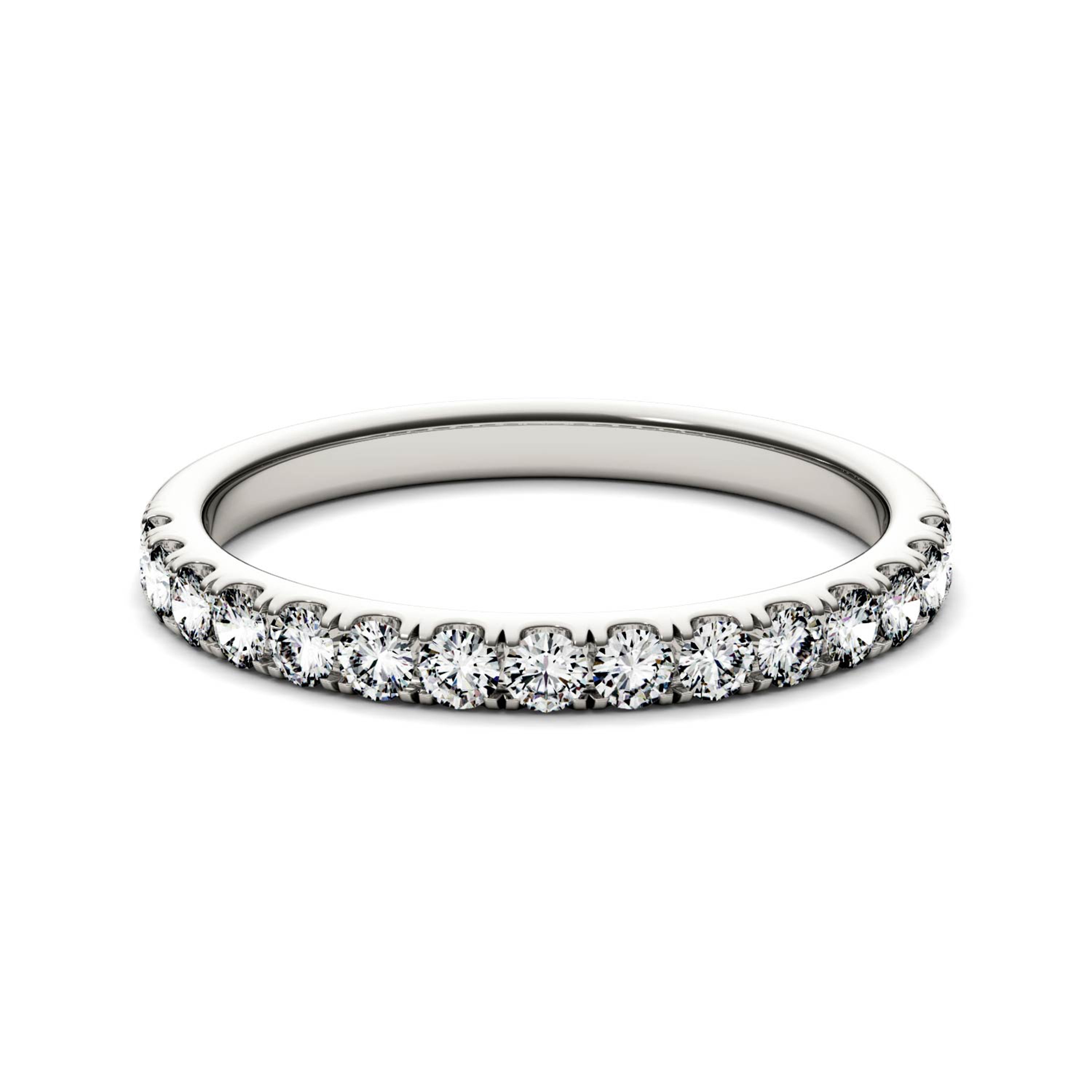 0.38 CTW DEW Round Moissanite Shared Prong Wedding Band in Platinum