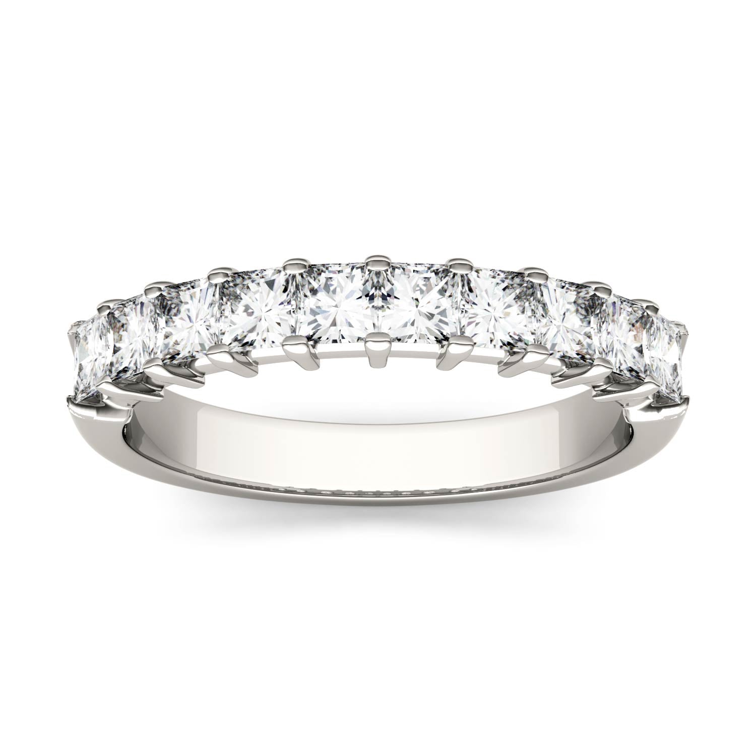 1.80 CTW DEW Princess Moissanite Shared Prong Anniversary Band in 14K White Gold