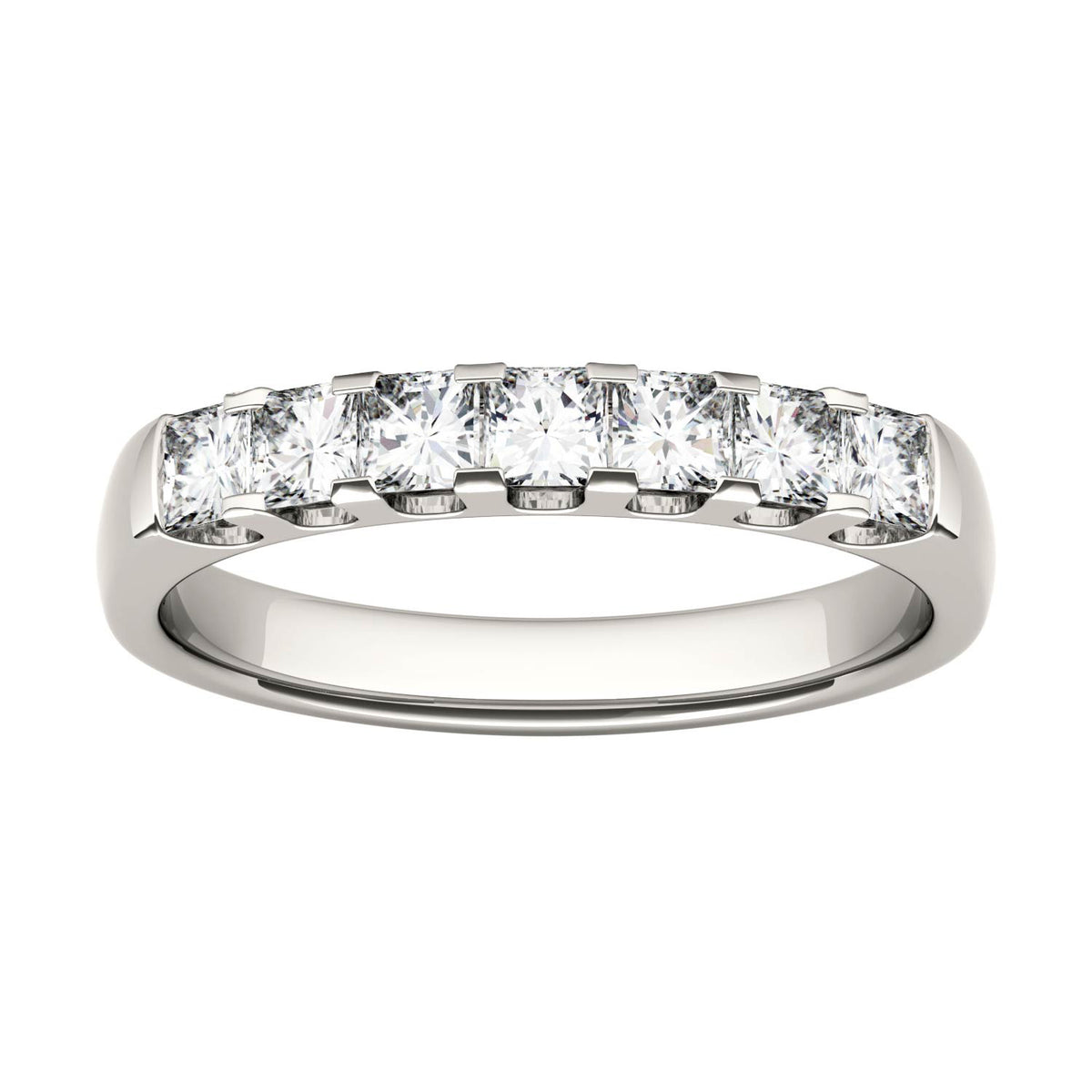 1.26 CTW DEW Princess Moissanite Shared Prong Anniversary Band in 14K White Gold