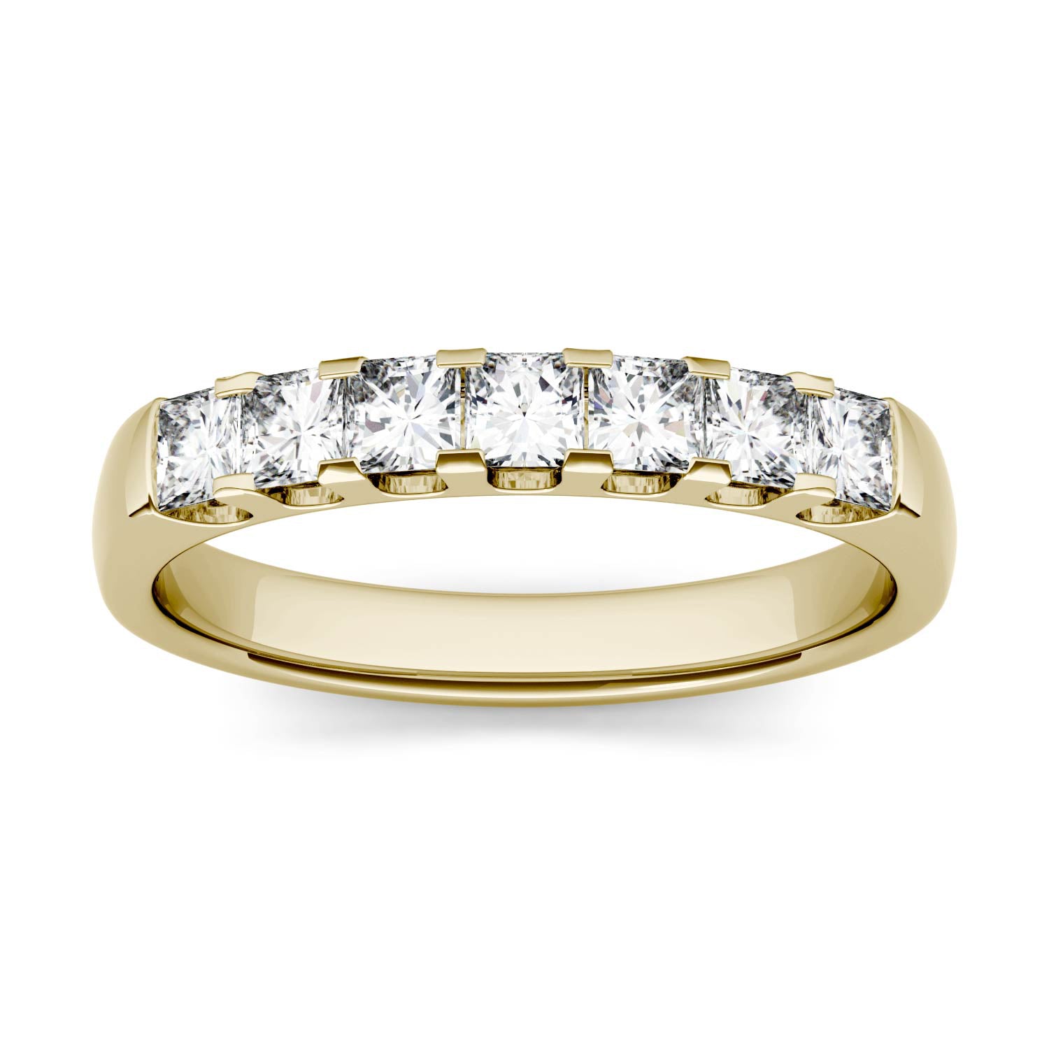 1.89 CTW DEW Princess Moissanite Shared Prong Anniversary Band in 14K Yellow Gold