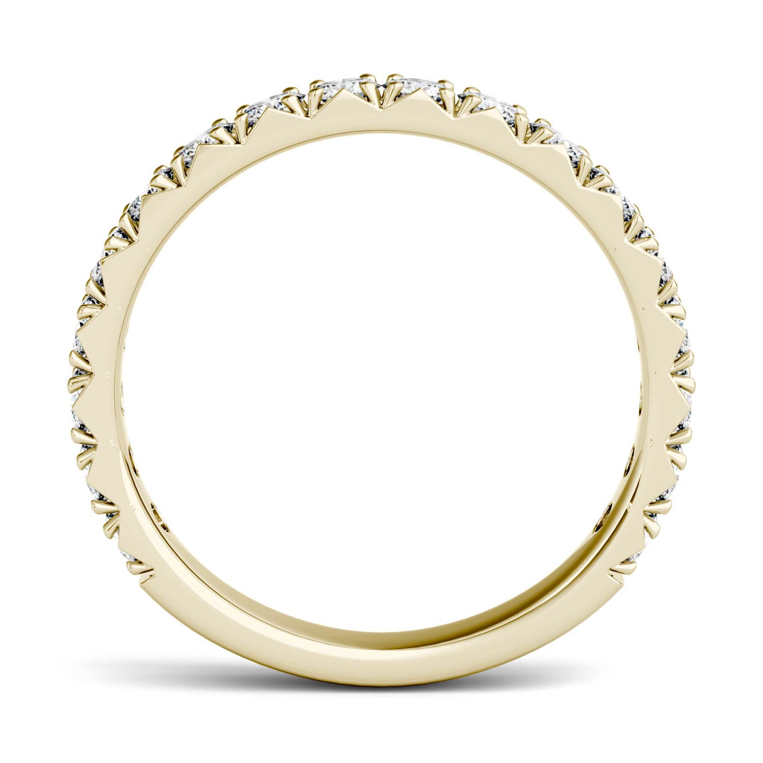 0.90 CTW DEW Round Moissanite French Pavé Anniversary Band in 14K Yellow Gold