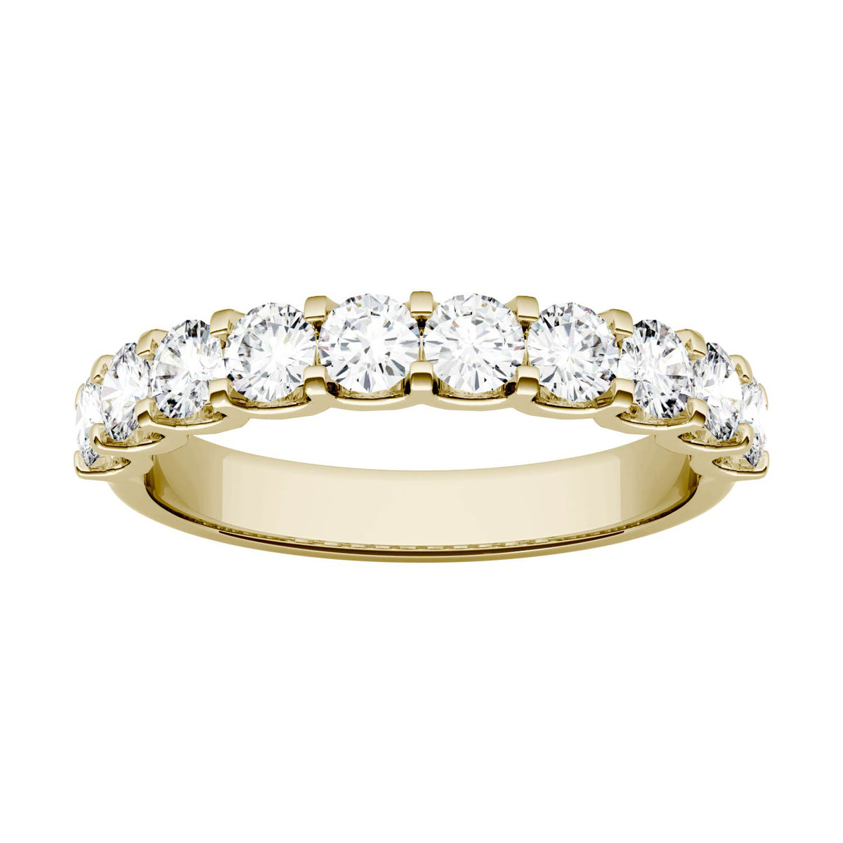 1.00 CTW DEW Round Moissanite Ten Stone Anniversary Band in 14K Yellow Gold