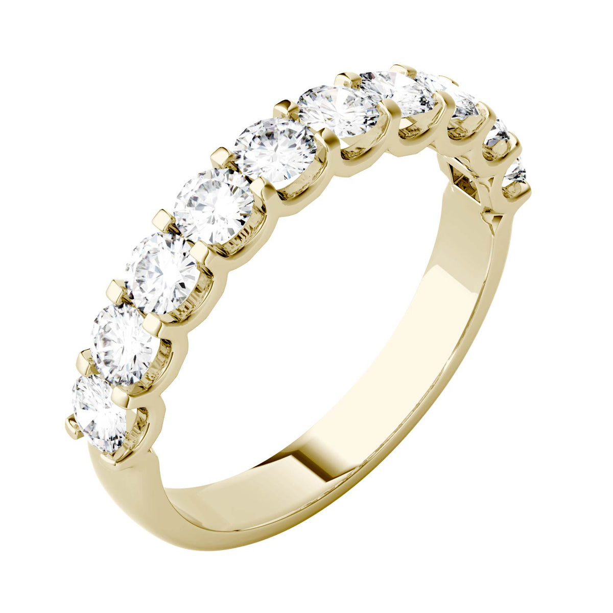 1.00 CTW DEW Round Moissanite Ten Stone Anniversary Band in 14K Yellow Gold
