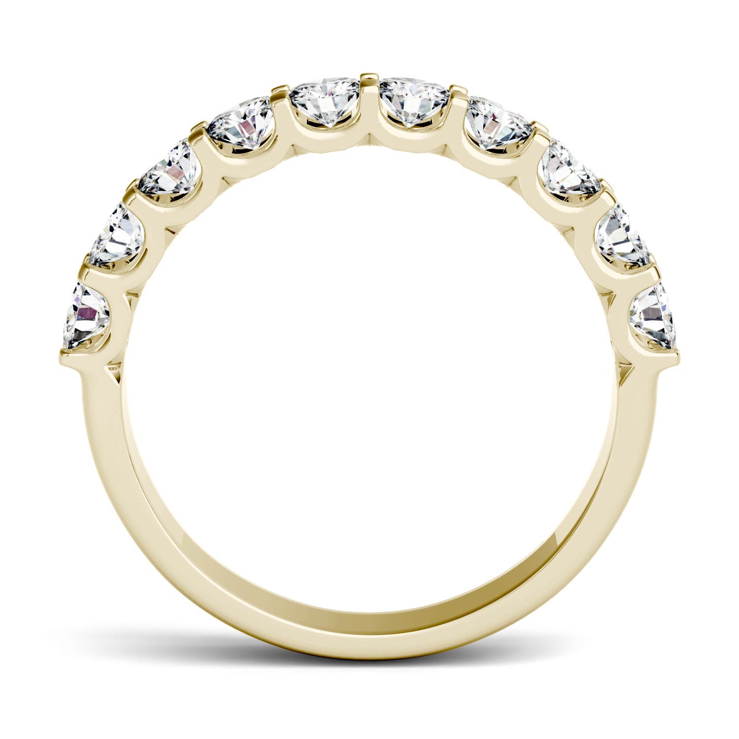 1.00 CTW DEW Round Moissanite Ten Stone Anniversary Band in 14K Yellow Gold